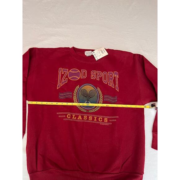 Vintage NWT 90s Izod Sport Sweatshirt Burgundy Tennis Size L - Picture 5 of 6